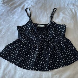 OAK + FORT Blue and White Floral Camisole
